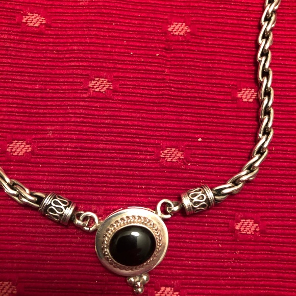 A vintage 925 Thailand silver necklace with Black onyx. - Picture 2 of 8